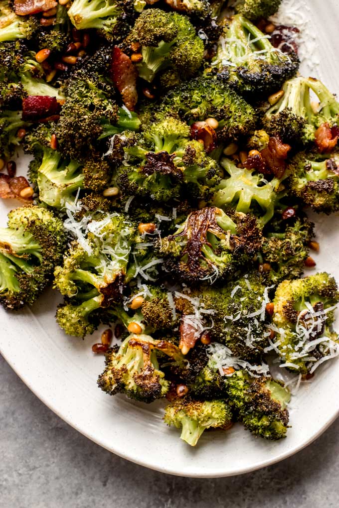 oven roasted broccoli with bacon