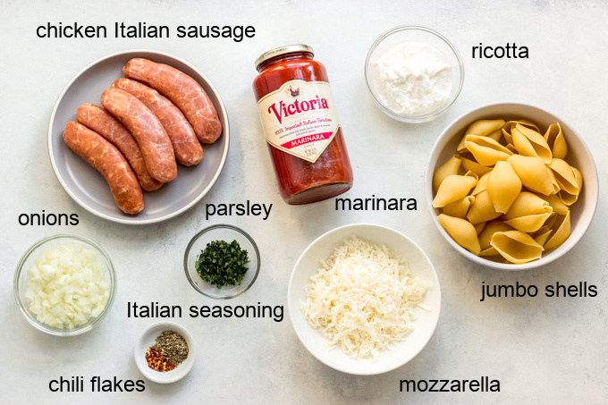 ingredients for easy stuffed shells.