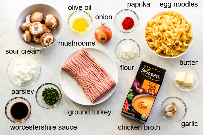 ingredients for turkey stroganoff