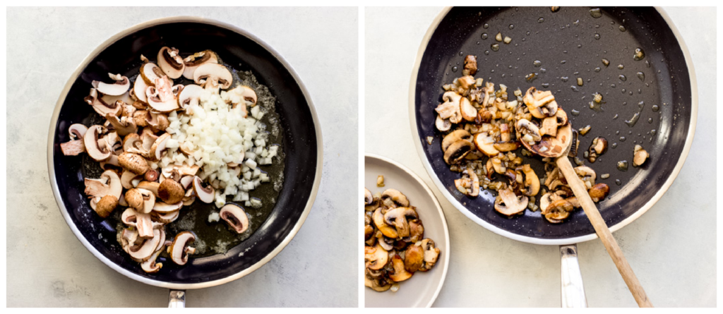 cooked mushrooms in pan