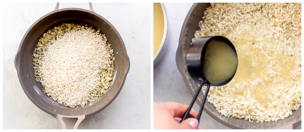 arborio rice in a pan