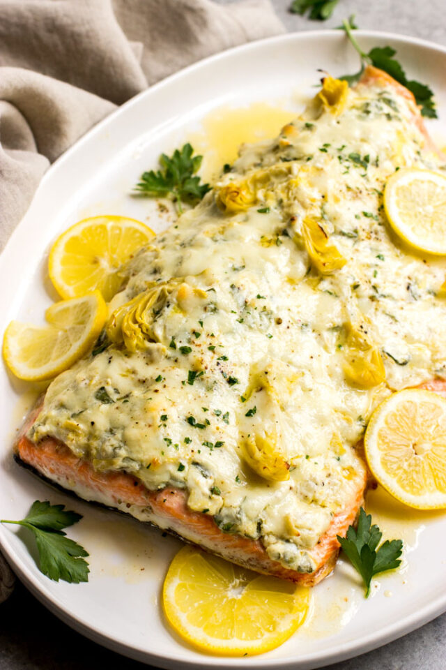 Artichoke and Spinach Roasted Salmon {30Minute} Little Broken
