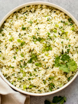 overhead of cilantro rice