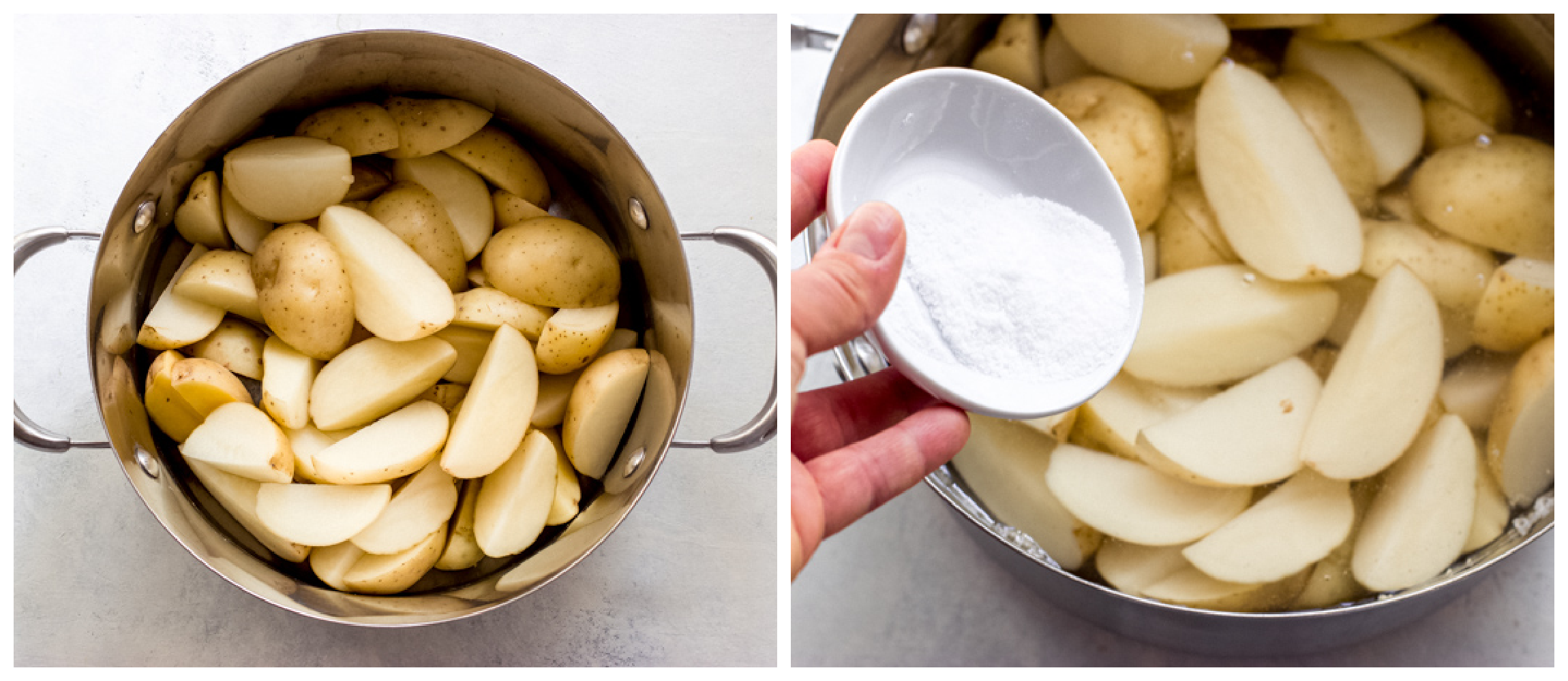 potatoes in a pot