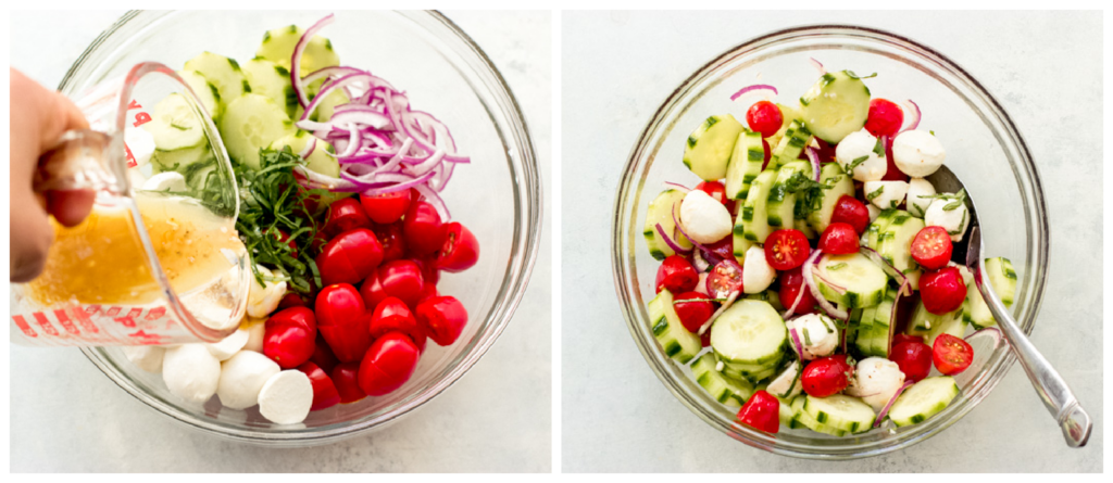 how to make cucumber tomato mozzarella salad