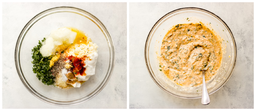 greek yogurt chicken marinade in a bowl