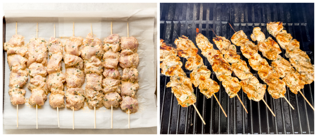 grilled chicken on skewers