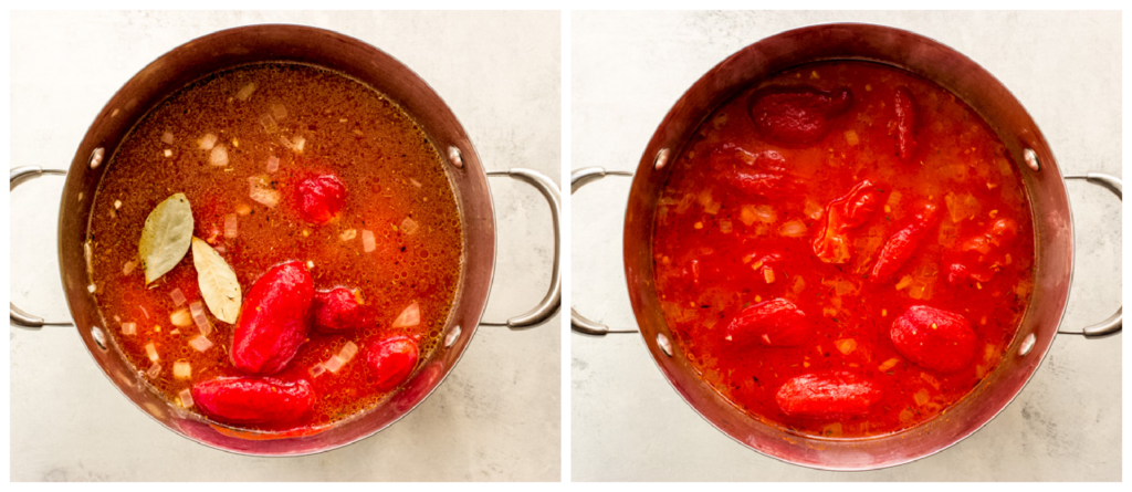 canned tomatoes in a pot