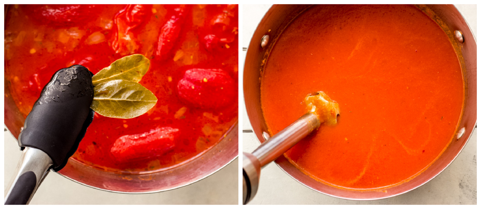 pureed tomato soup in a pot