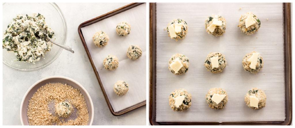 crab bites on a baking sheet