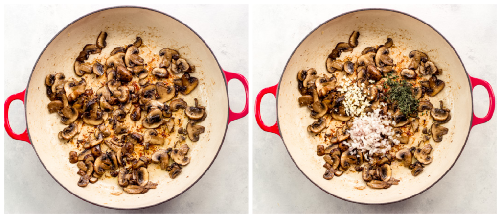 cooked mushrooms in a skillet