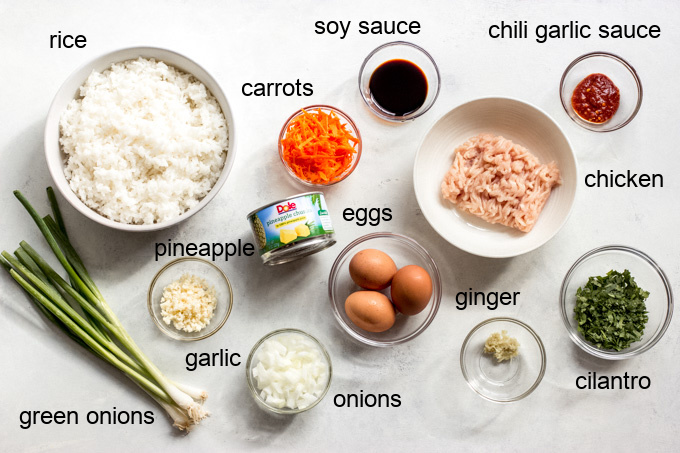 ingredients for pineapple fried rice