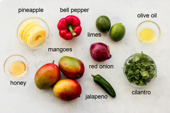ingredients for pineapple mango salsa