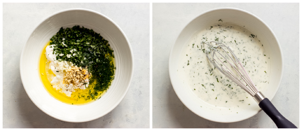 creamy cilantro dressing in a bowl