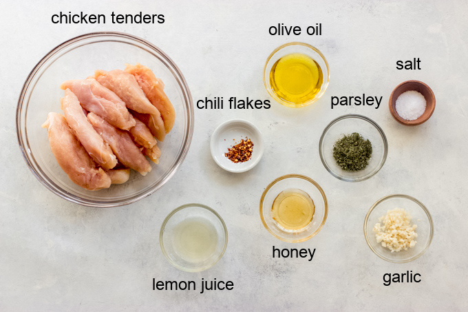 ingredients for grilled chicken tenders.