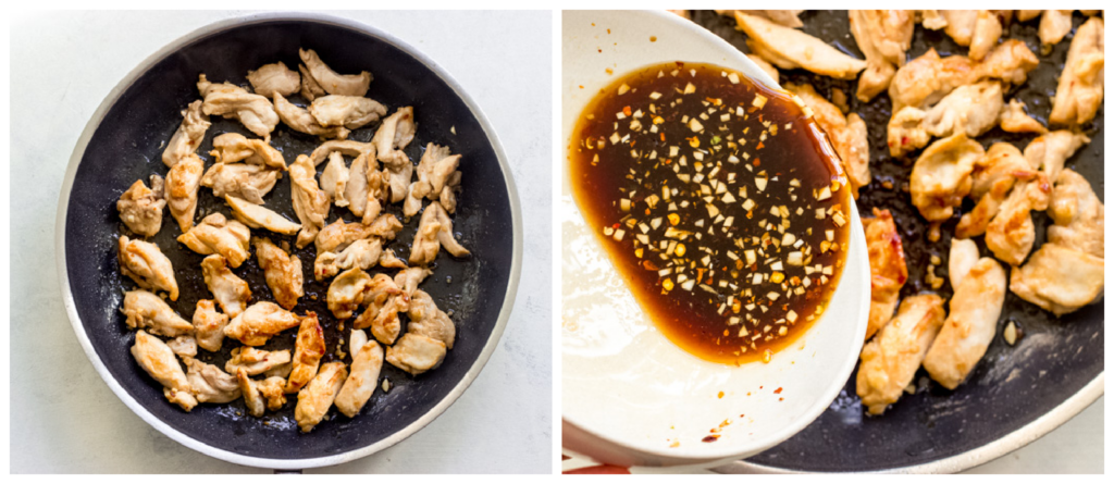 chicken thighs with sauce in pan