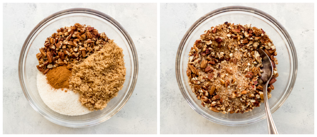 brown sugar and pecan crumble in a bowl