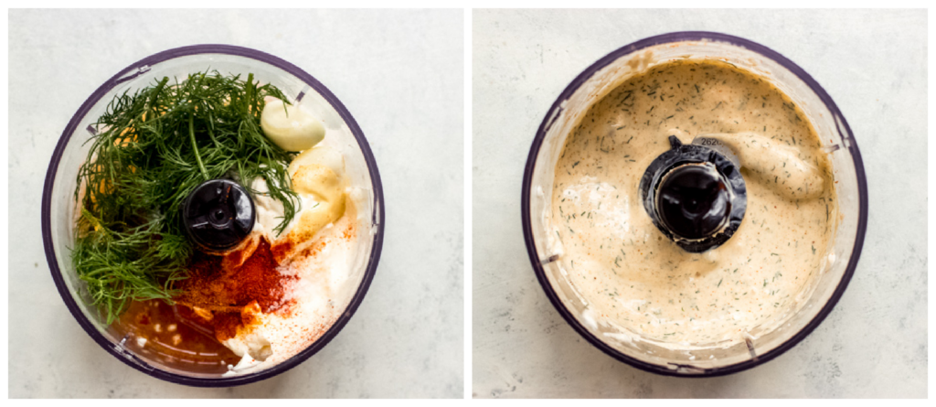 shrimp salad dressing in a food processor