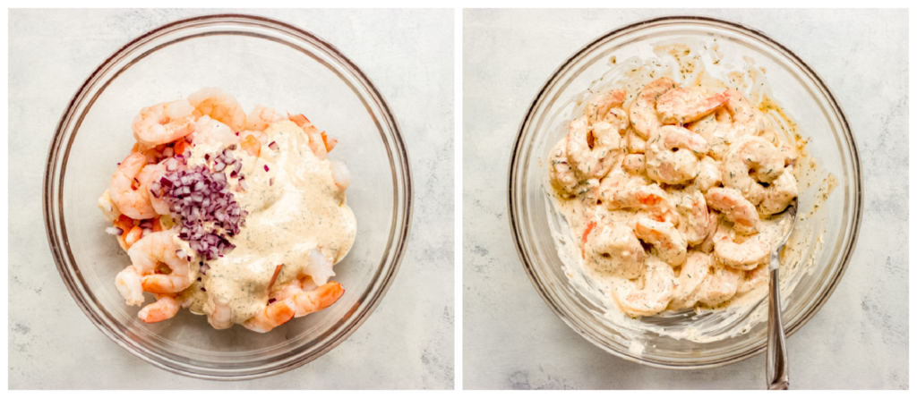 shrimp salad in a bowl