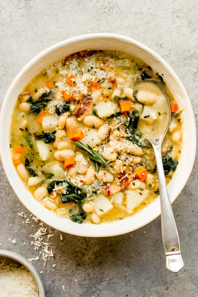 Tuscan White Bean and Kale Soup - Little Broken