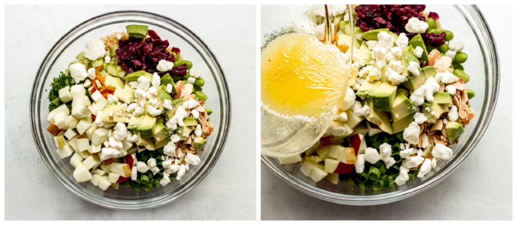 quinoa salad with apples in a bowl