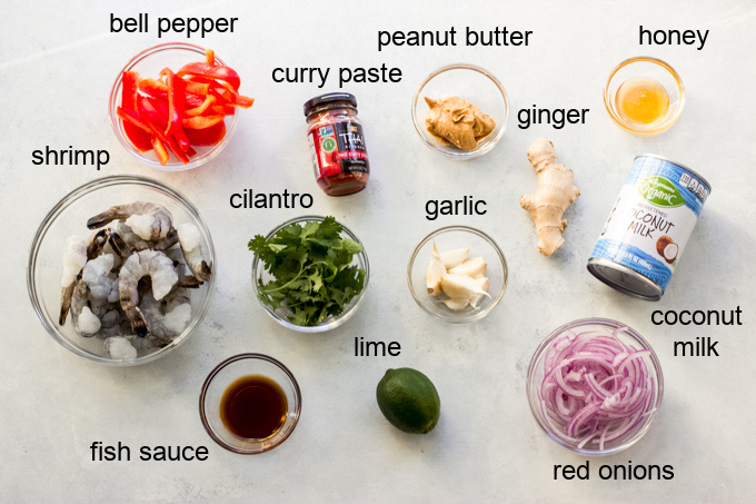 ingredients for red curry shrimp