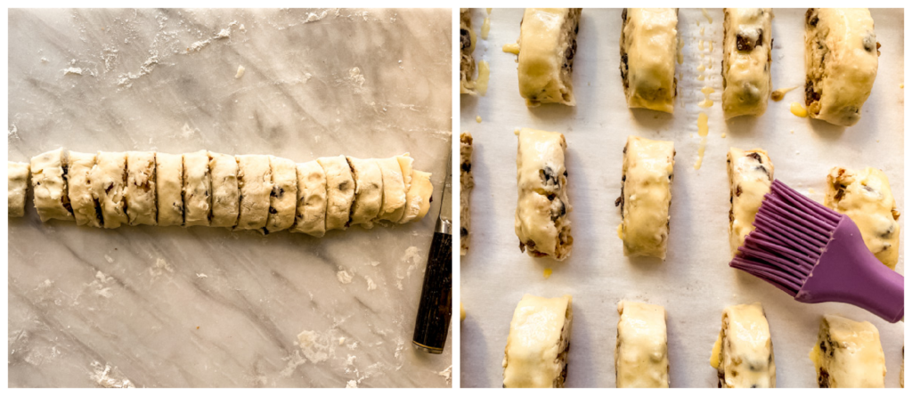 sliced cookie on a baking sheet