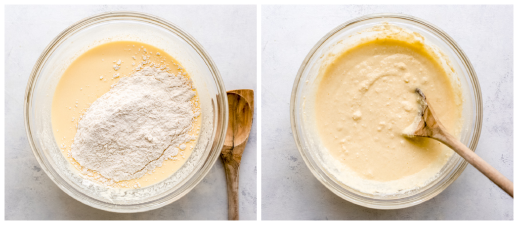 hotcakes batter in a glass bowl