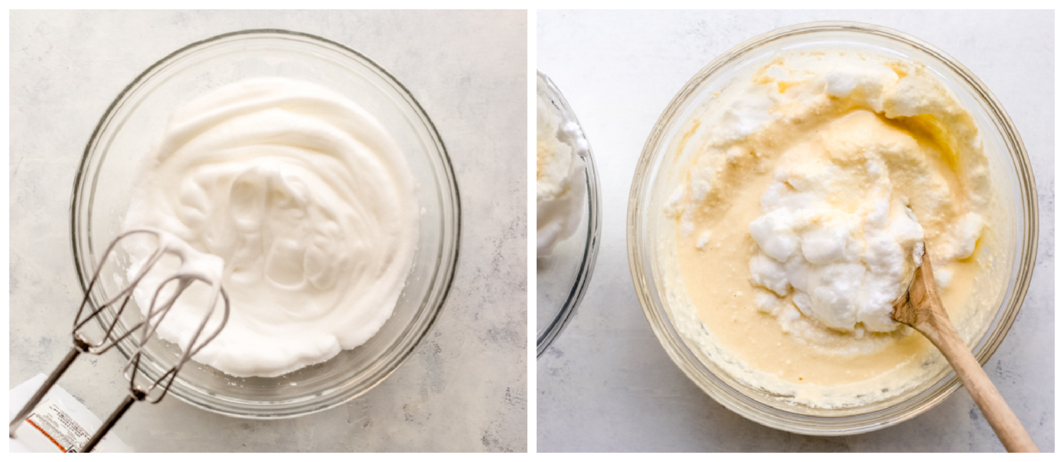 whipped egg whites in a bowl