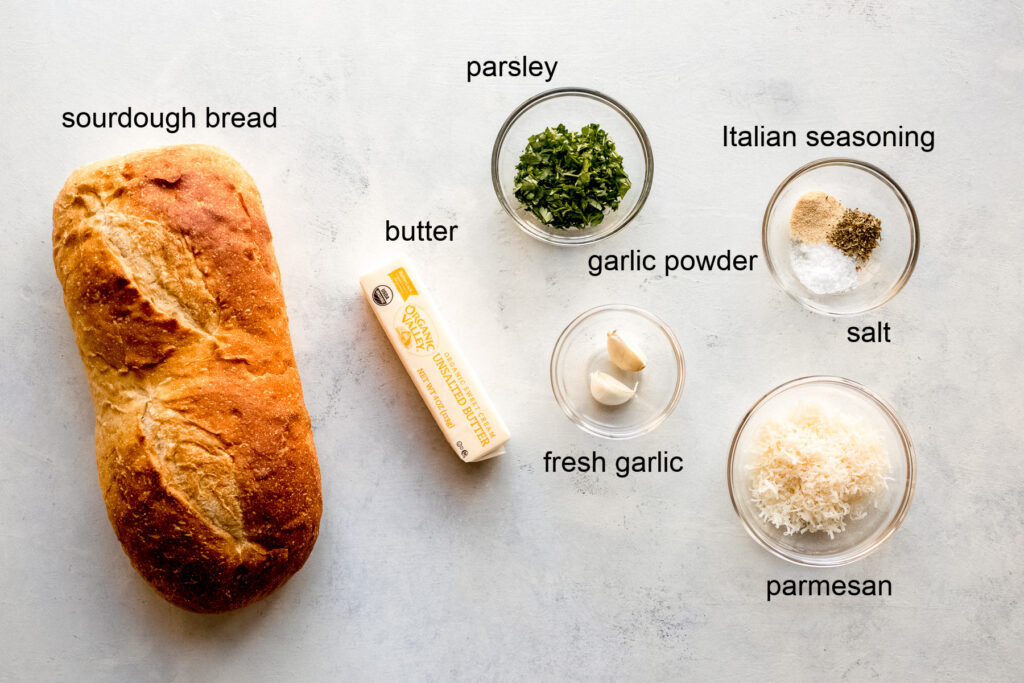 ingredients for sourdough garlic bread recipe