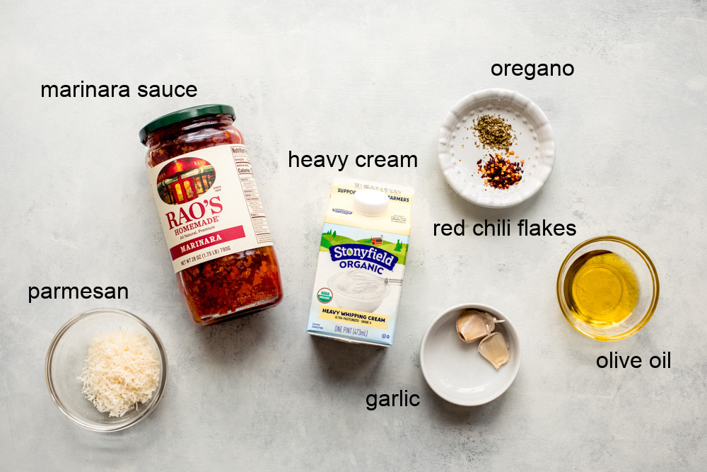 ingredients for spicy tomato cream sauce