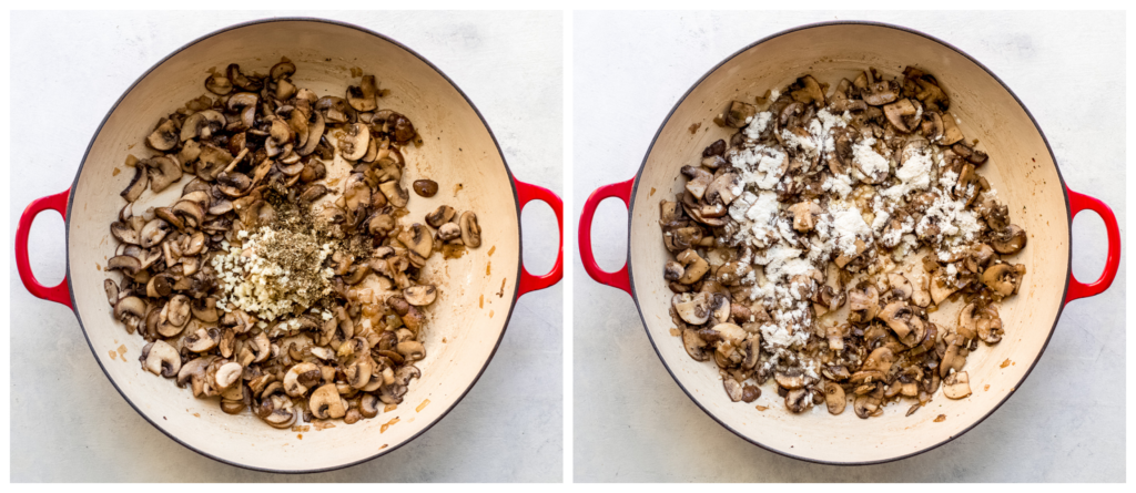 mushrooms with spices in pan