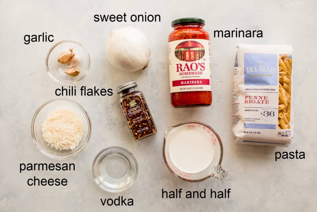 ingredients for penne vodka sauce recipe