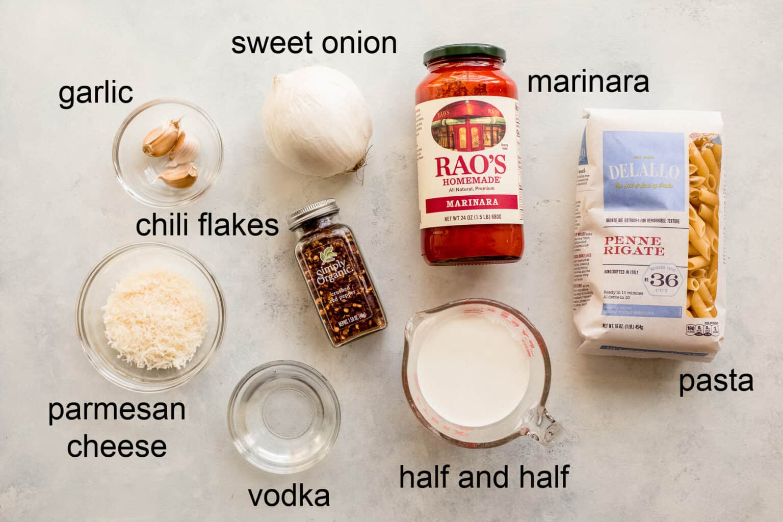 ingredients for penne vodka sauce recipe