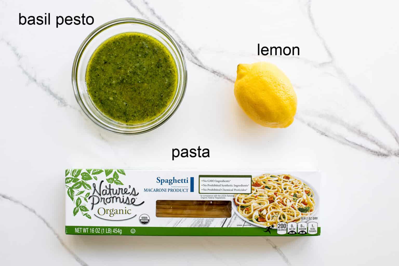 ingredients for pesto pasta