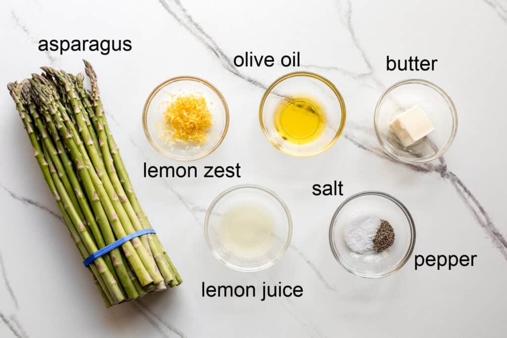 ingredients for asparagus with lemon zest