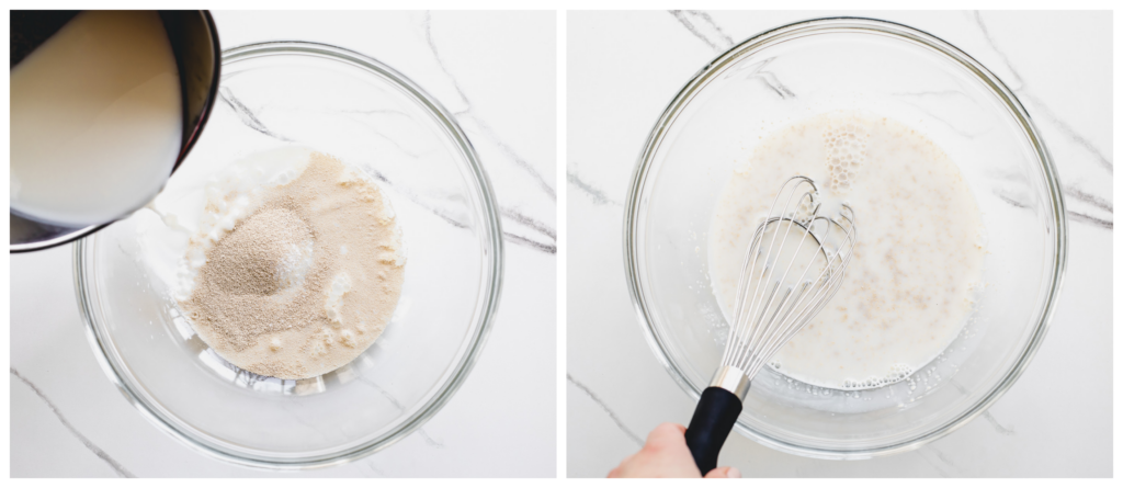 yeast and milk in a bowl