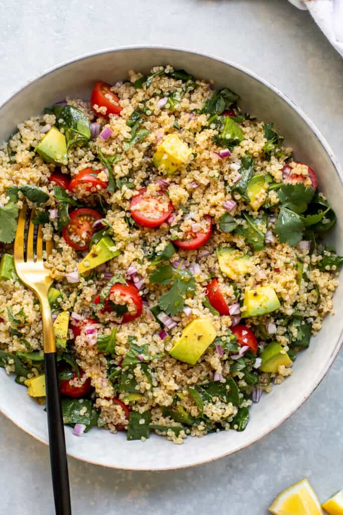 quinoa salad with avocado and tomatoes