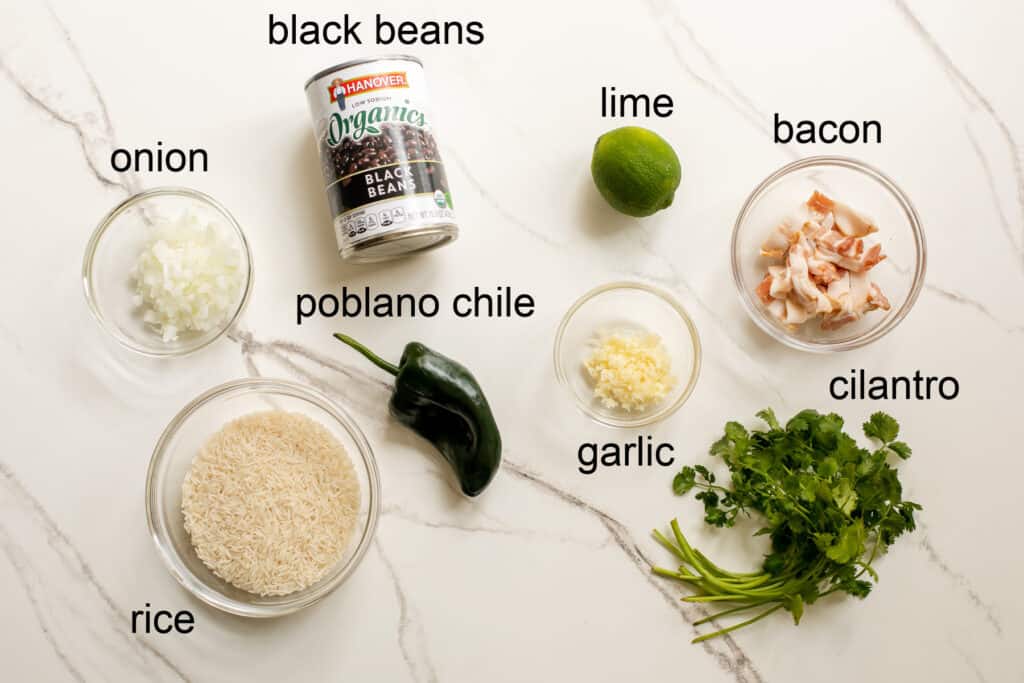 ingredients for beans and rice
