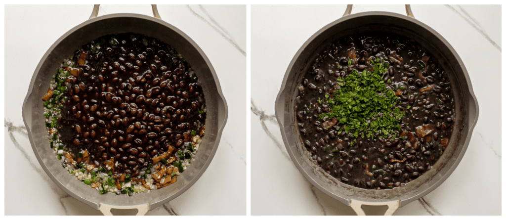 black beans in skillet