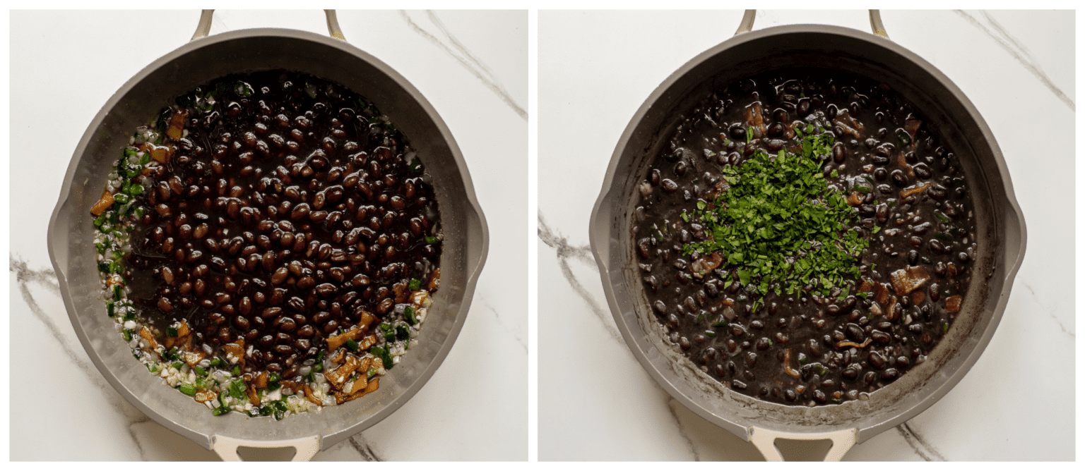 black beans in skillet