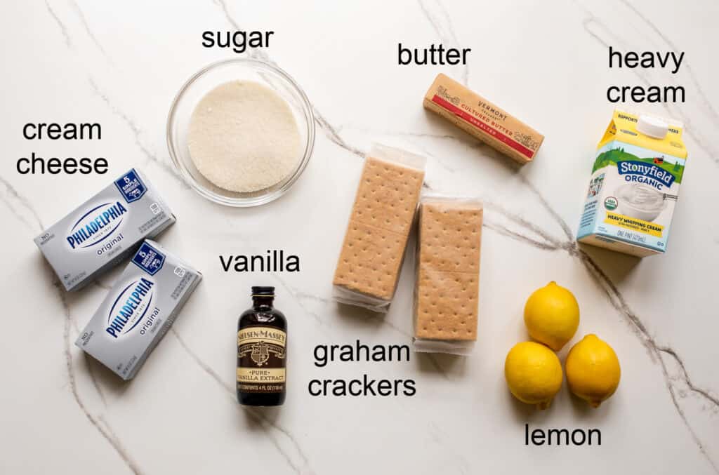 ingredients for lemon mini cheesecake