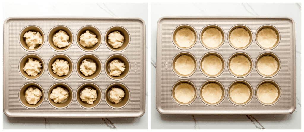 pie dough in a muffin pan