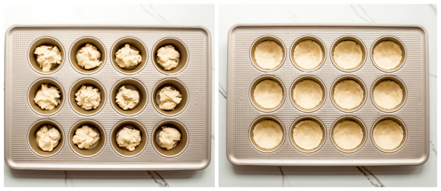 pie dough in a muffin pan