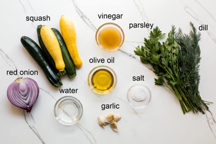 ingredients for cold squash salad