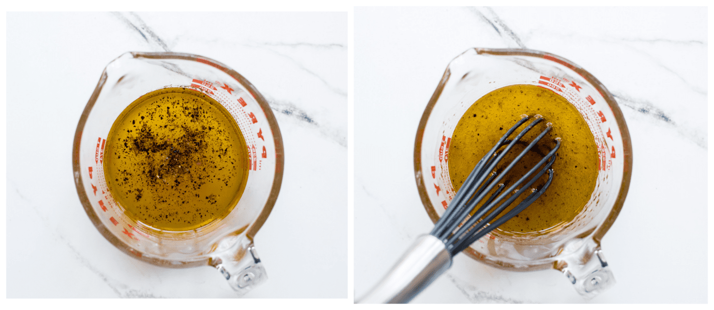 dressing in a measuring cup