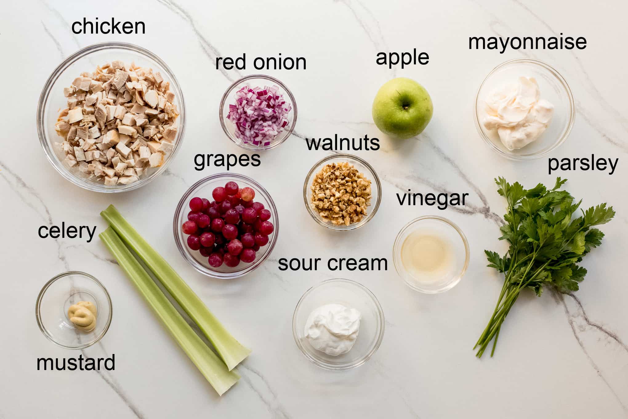 ingredients for apple walnut chicken salad