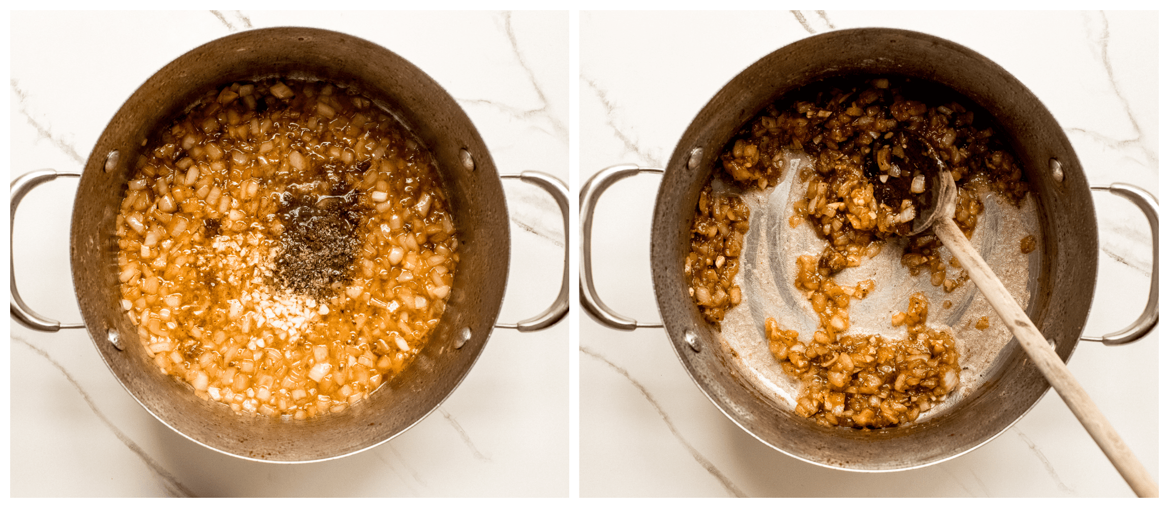 onions with spices in a dutch oven