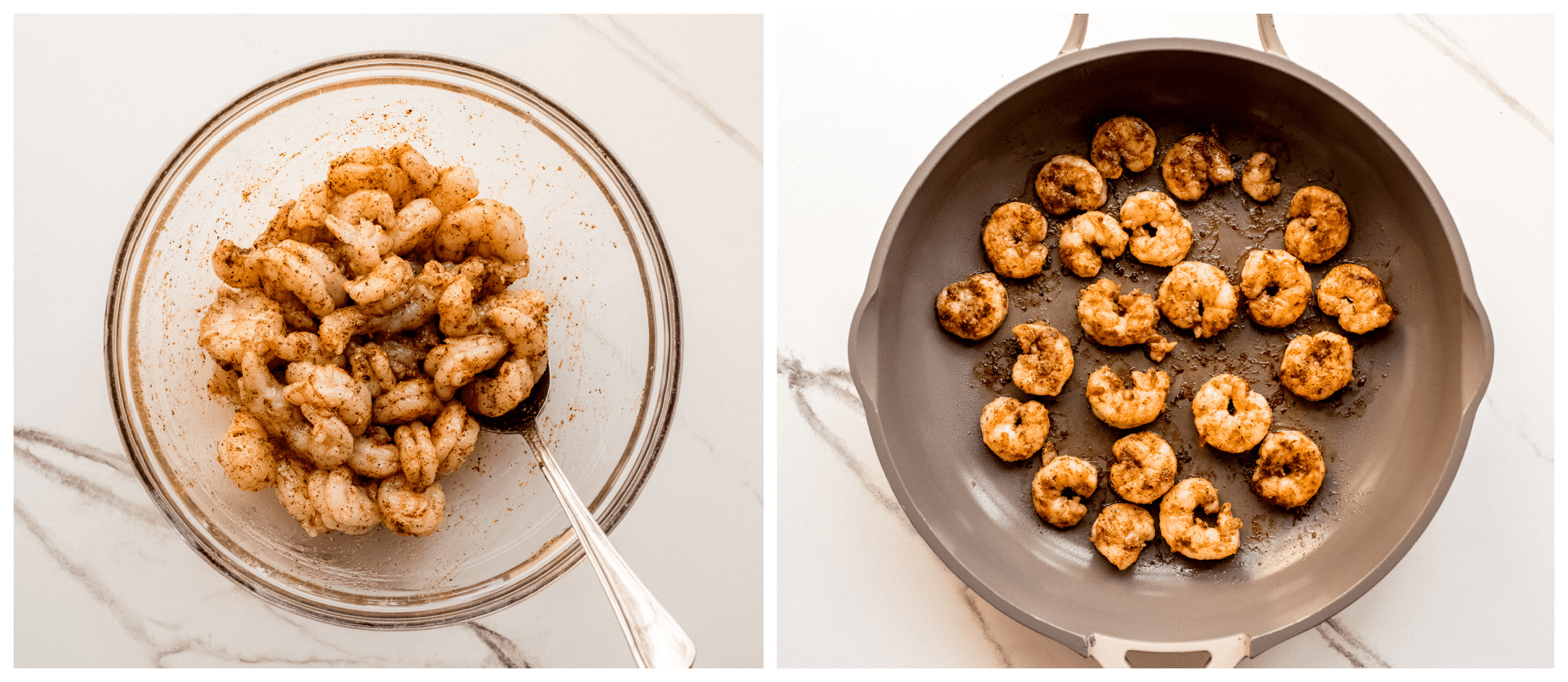 cooked shrimp in a skillet