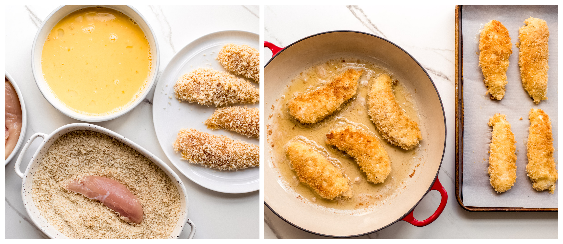 chicken tenders in a skillet